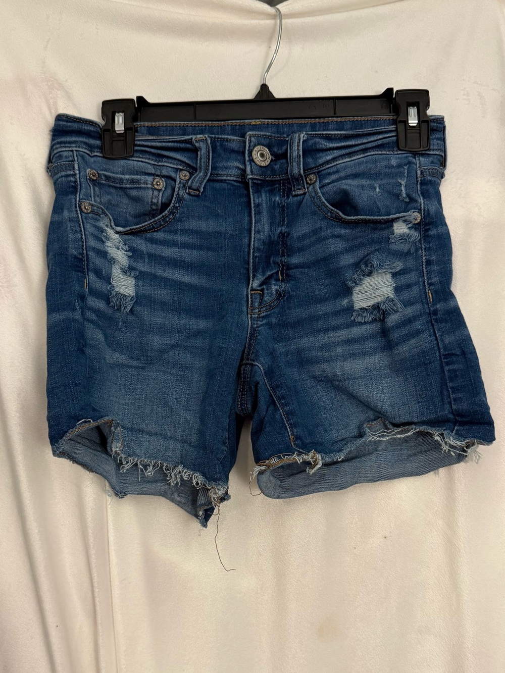 American Eagle Outfitters Distressed Dark Blue Denim Shorts